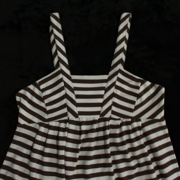 BCBG Brown & White Striped Baby Doll Tank-Top - Picture 2 of 6